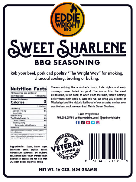 Sweet Sharlene BBQ Seasoning 6oz Bottle